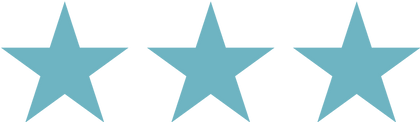 Three blue stars of varying sizes on a white background