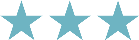 Three blue stars of varying sizes on a white background