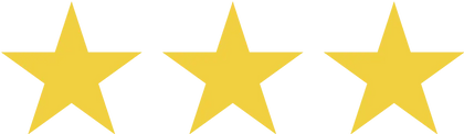 Three yellow stars of varying sizes on a white background